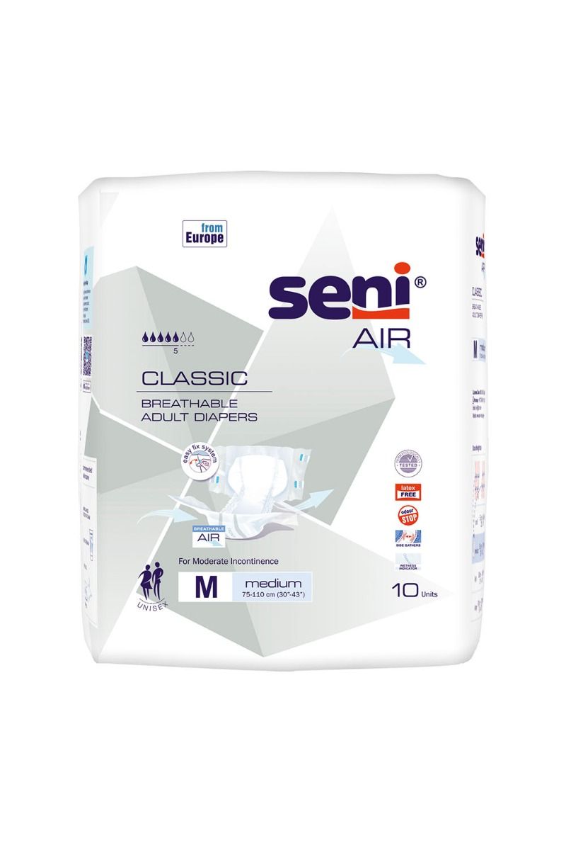 Buy Seni Air Classic Breathable Adult Diapers Medium, 10 Count Online