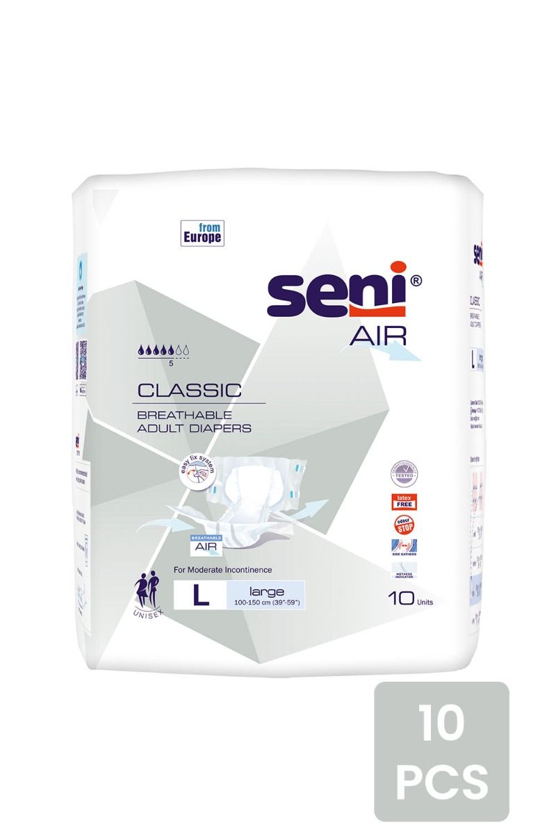 Buy Seni Air Classic Breathable Adult Diapers Large, 10 Count Online