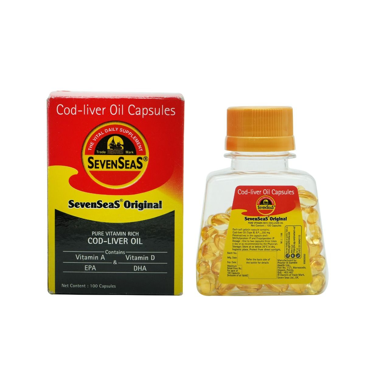 Sevenseas Original Cod-Liver Oil 300 mg, 100 Capsules, Pack of 1 