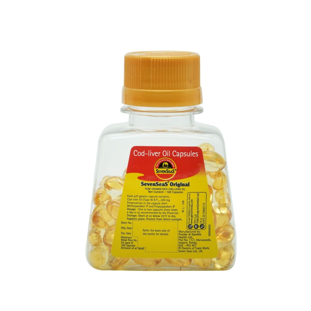 Sevenseas Original Cod-Liver Oil 300 mg, 100 Capsules, Pack of 1 