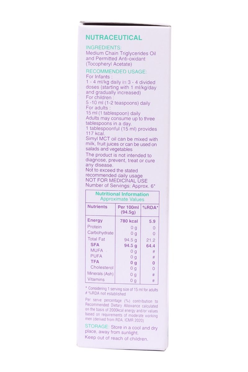 Simyl Mct Oil, 100 ml Price, Uses, Side Effects, Composition Apollo