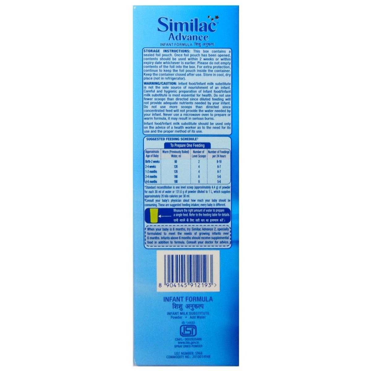 Similac Advance Infant Formula Stage 1 Powder (Up to 6 Months), 400 gm Refill Pack, Pack of 1 