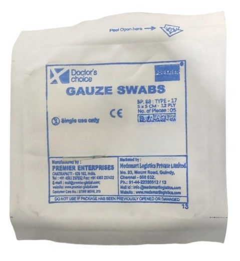 Buy Doctor's Choice Gauze Swabs 5 x 5 cm 12 Ply, 1 Count Online