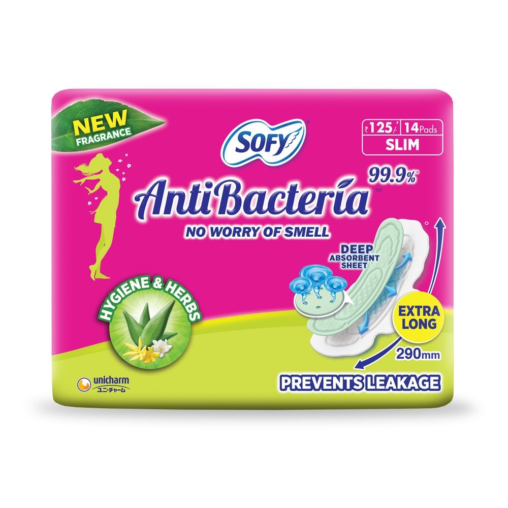Buy Sofy Bodyfit Antibacteria Pads Extra Long, 14 Count Online