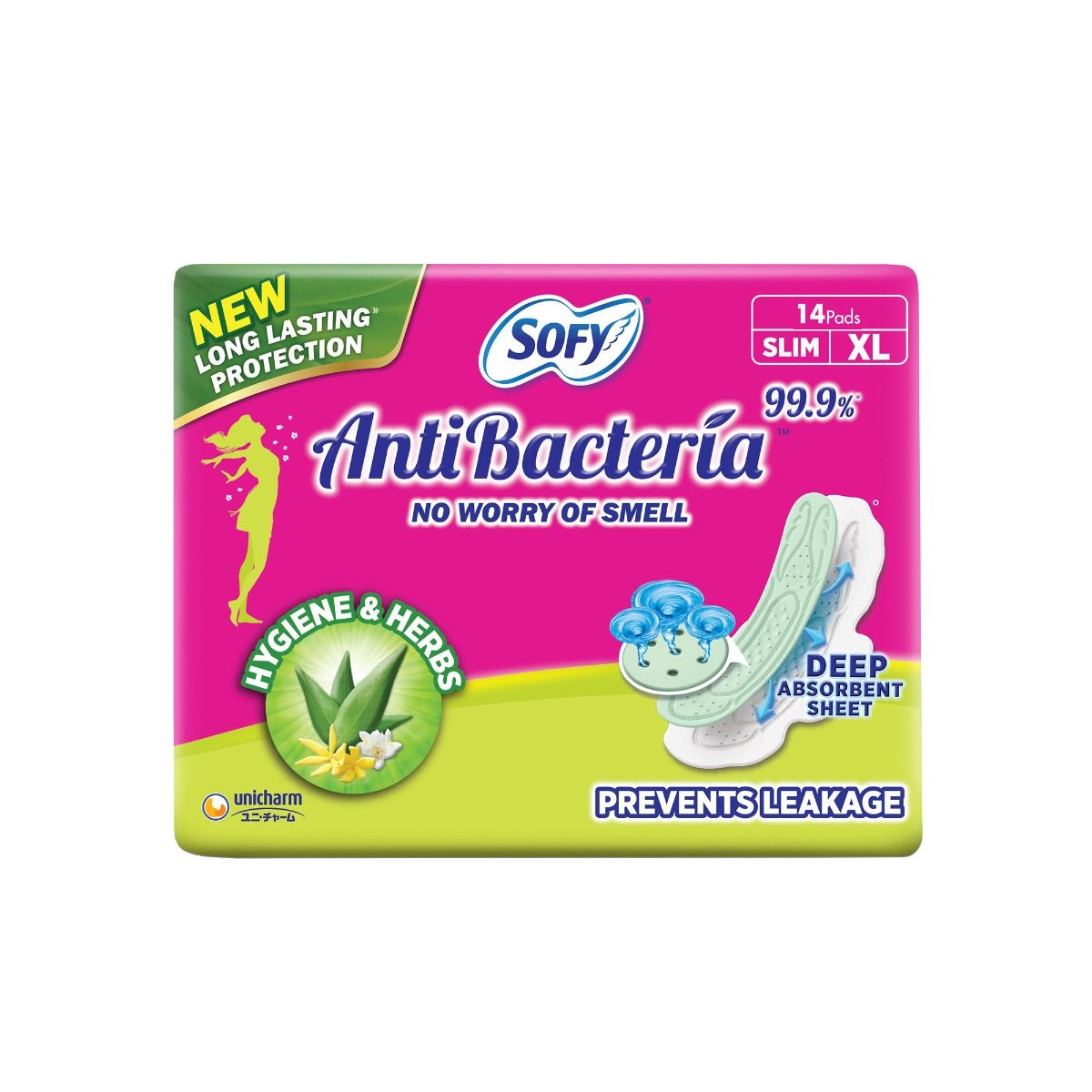 Buy Sofy Antibacteria Sanitary Pads XL, 14 Count Online