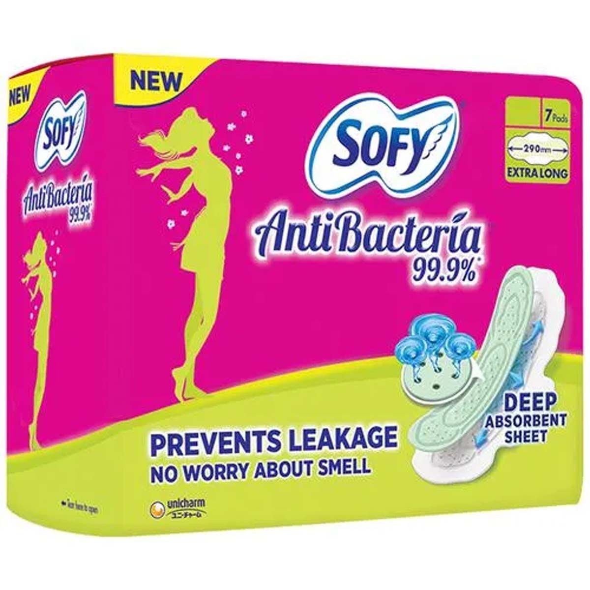Sofy Bodyfit Antibacteria Pads Extra Long, 7 Count, Pack of 1 