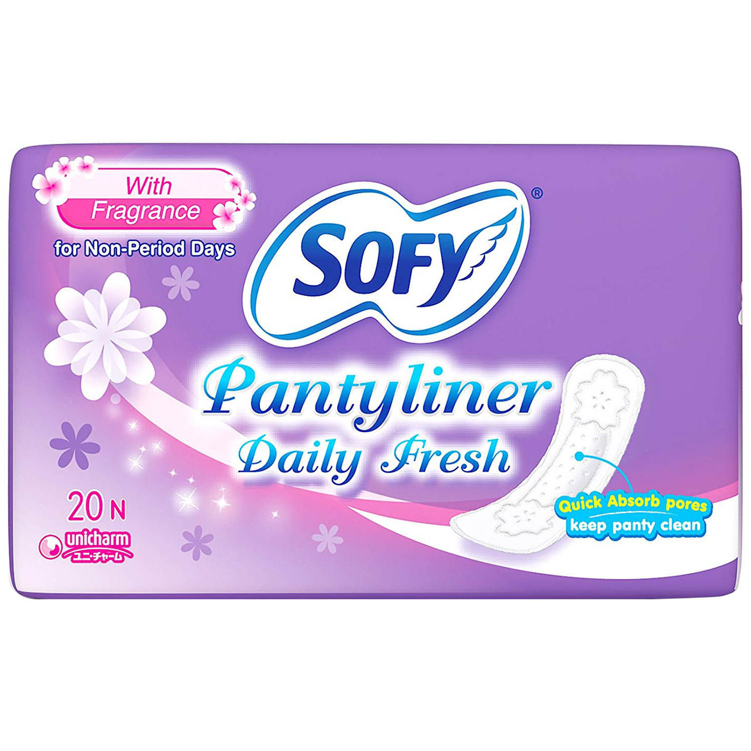 Sofy Daily Fresh Pantyliner, 20 Count, Pack of 1 