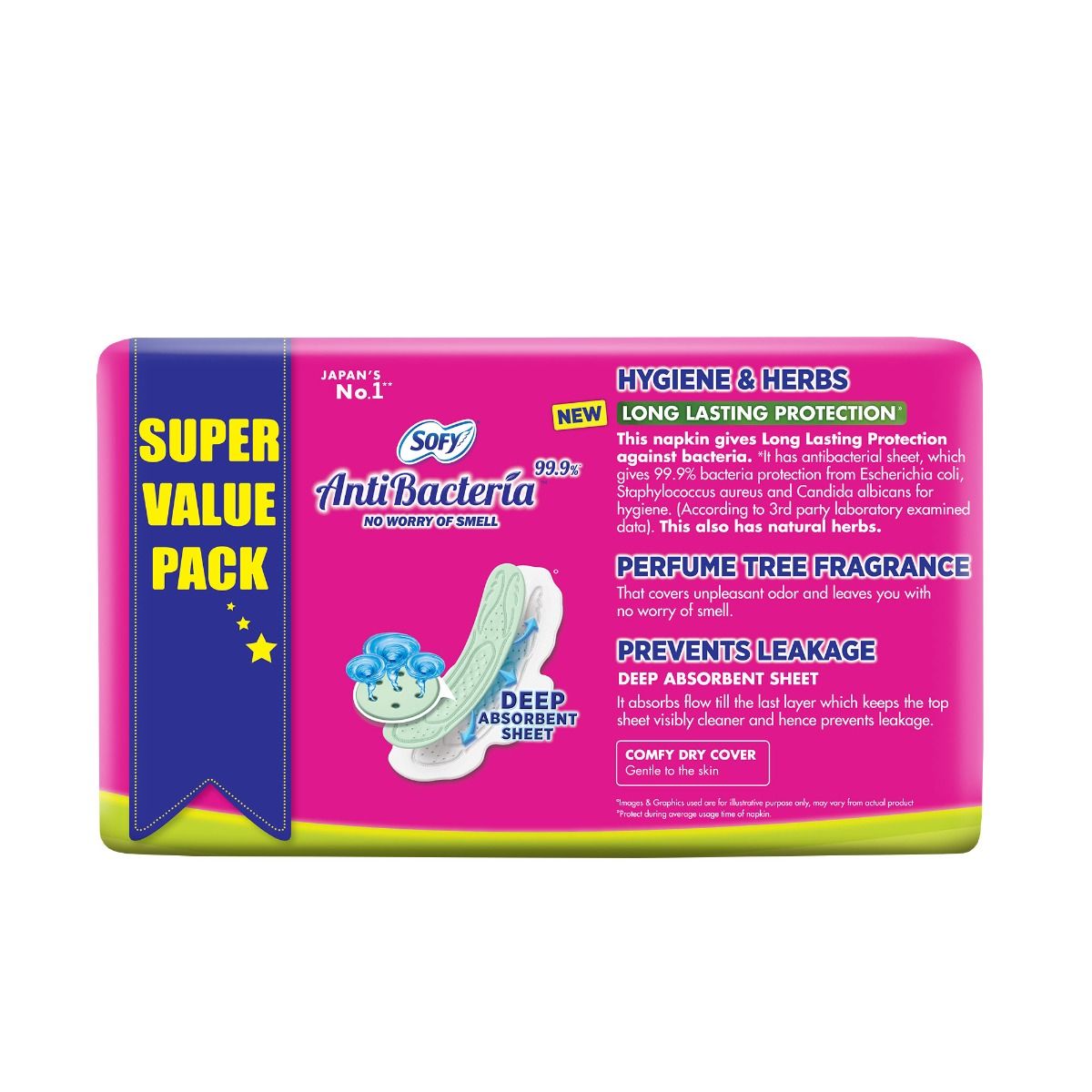 Sofy Antibacteria Sanitary Pads XL, 48 Count, Pack of 1 