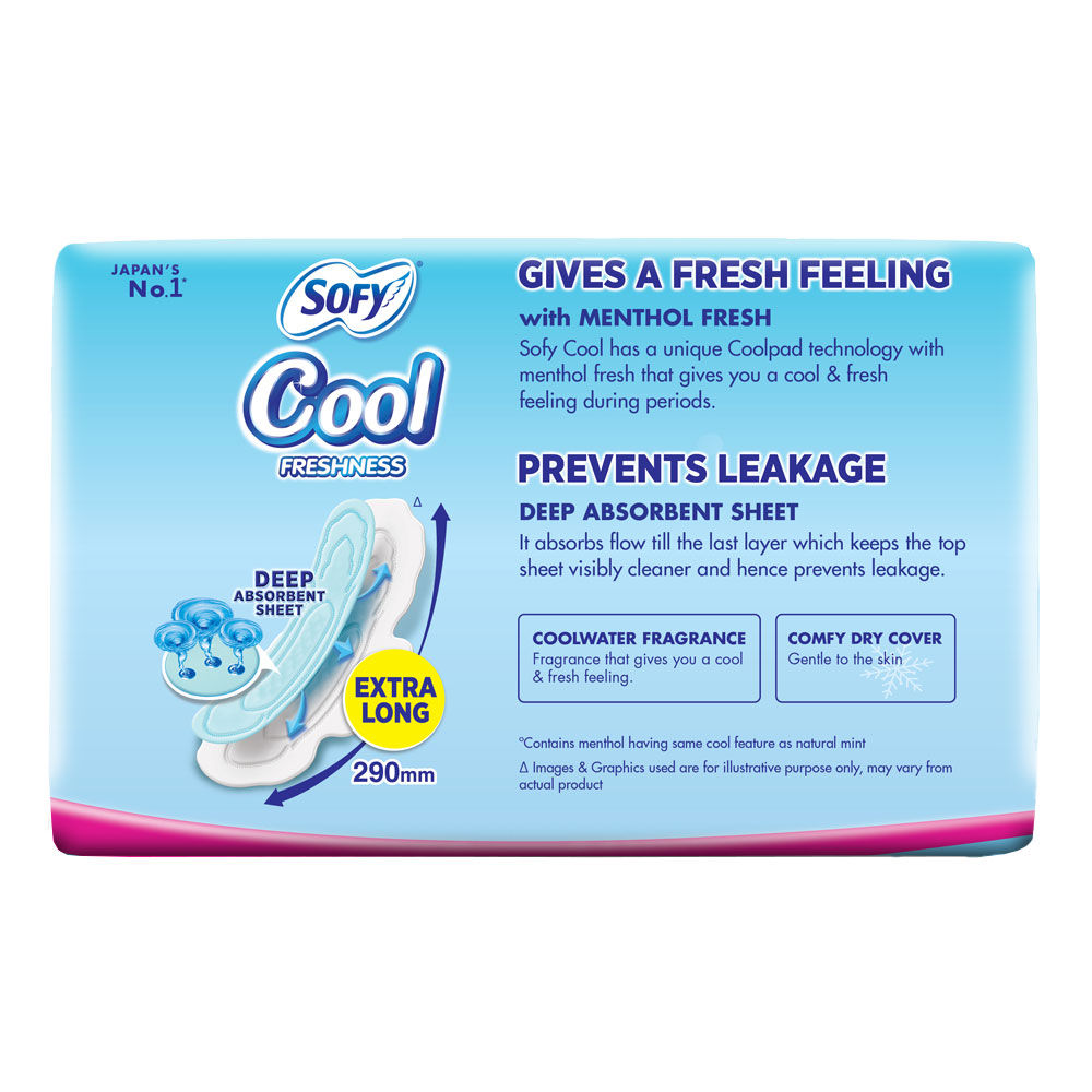 Sofy Cool Freshness Menthol Fresh Sanitary Pads XL, 30 Count, Pack of 1 
