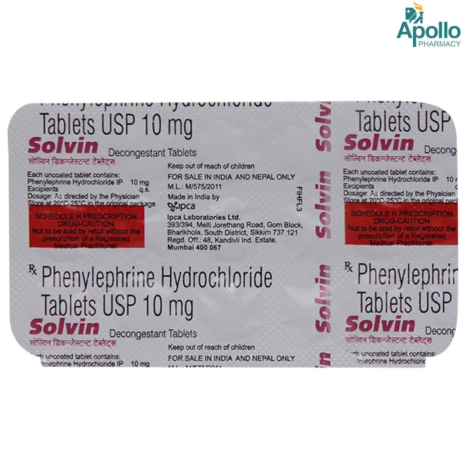 Solvin Decongestant Tablet 15's, Pack of 15 TABLETS