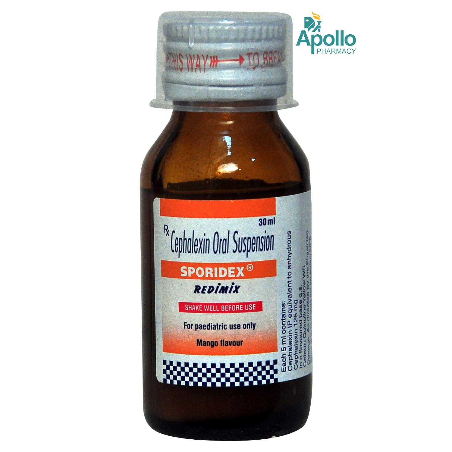 Sporidex Redimix 125 mg Mango Flavour Suspension 30 ml Price, Uses