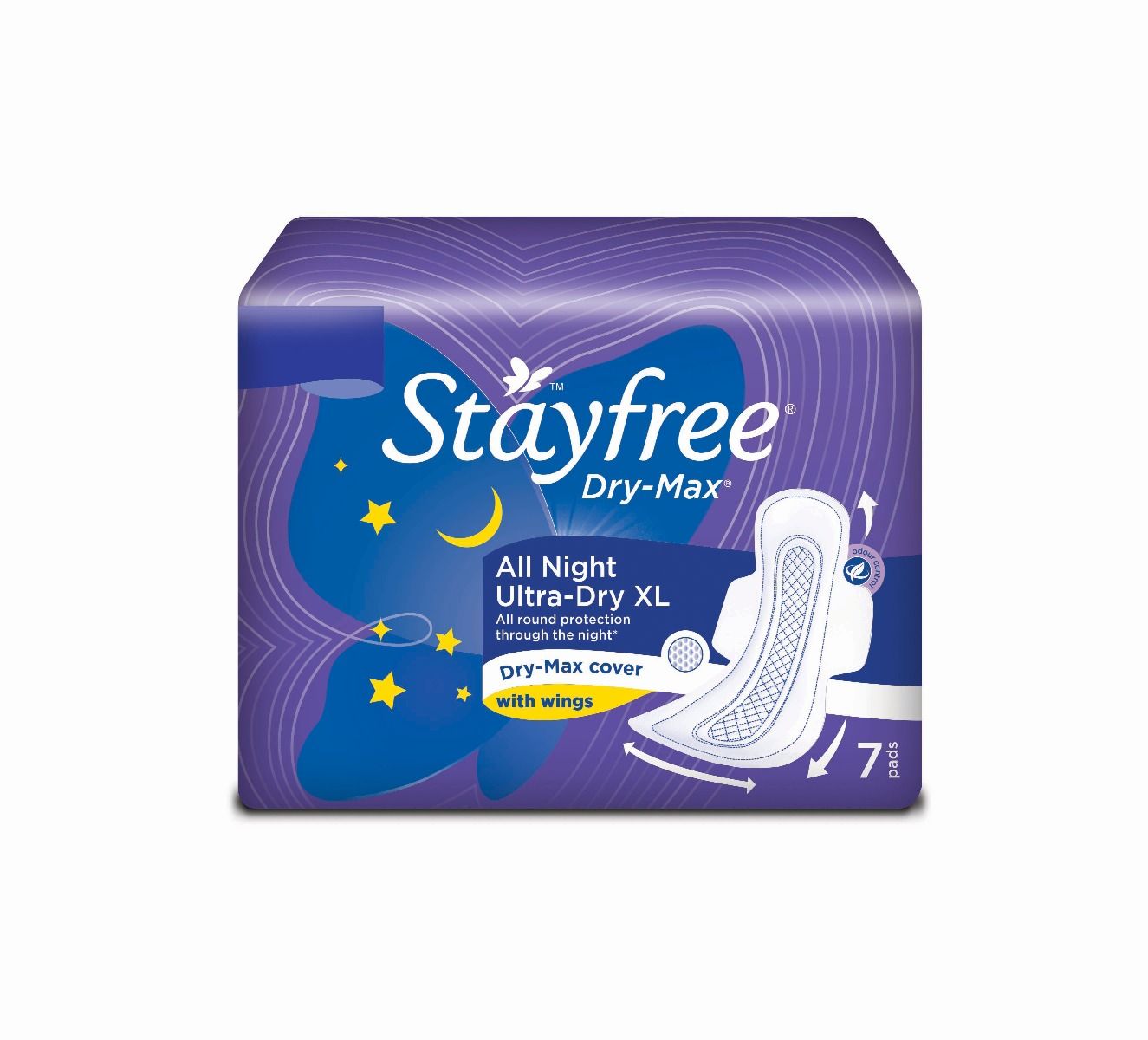 Stayfree Dry-Max All Night Ultra-Dry Pads With Wings XL, 7 Count, Pack of 1 