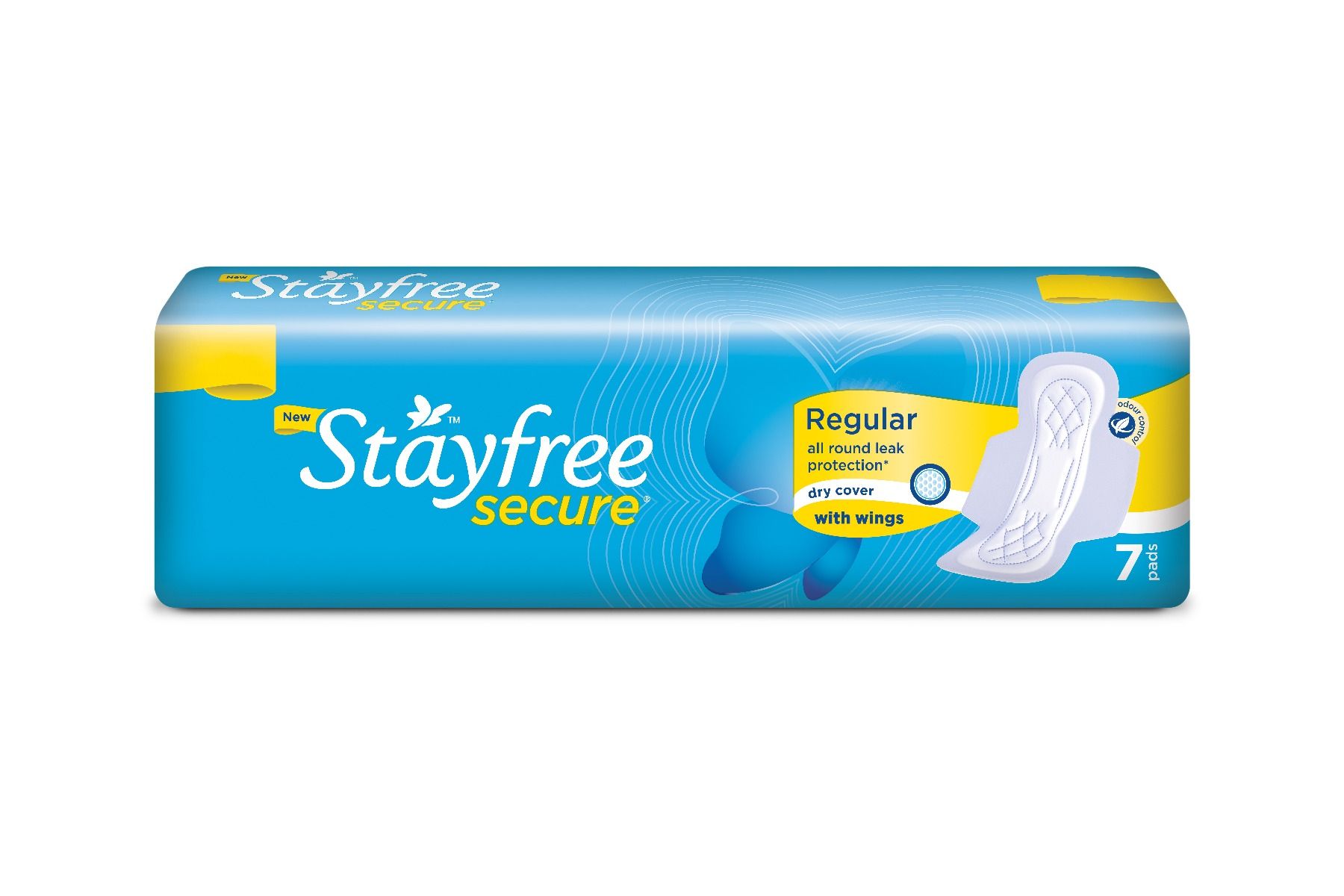 Stayfree Secure Dry Cover Pads With Wings Regular, 7 Count, Pack of 1 