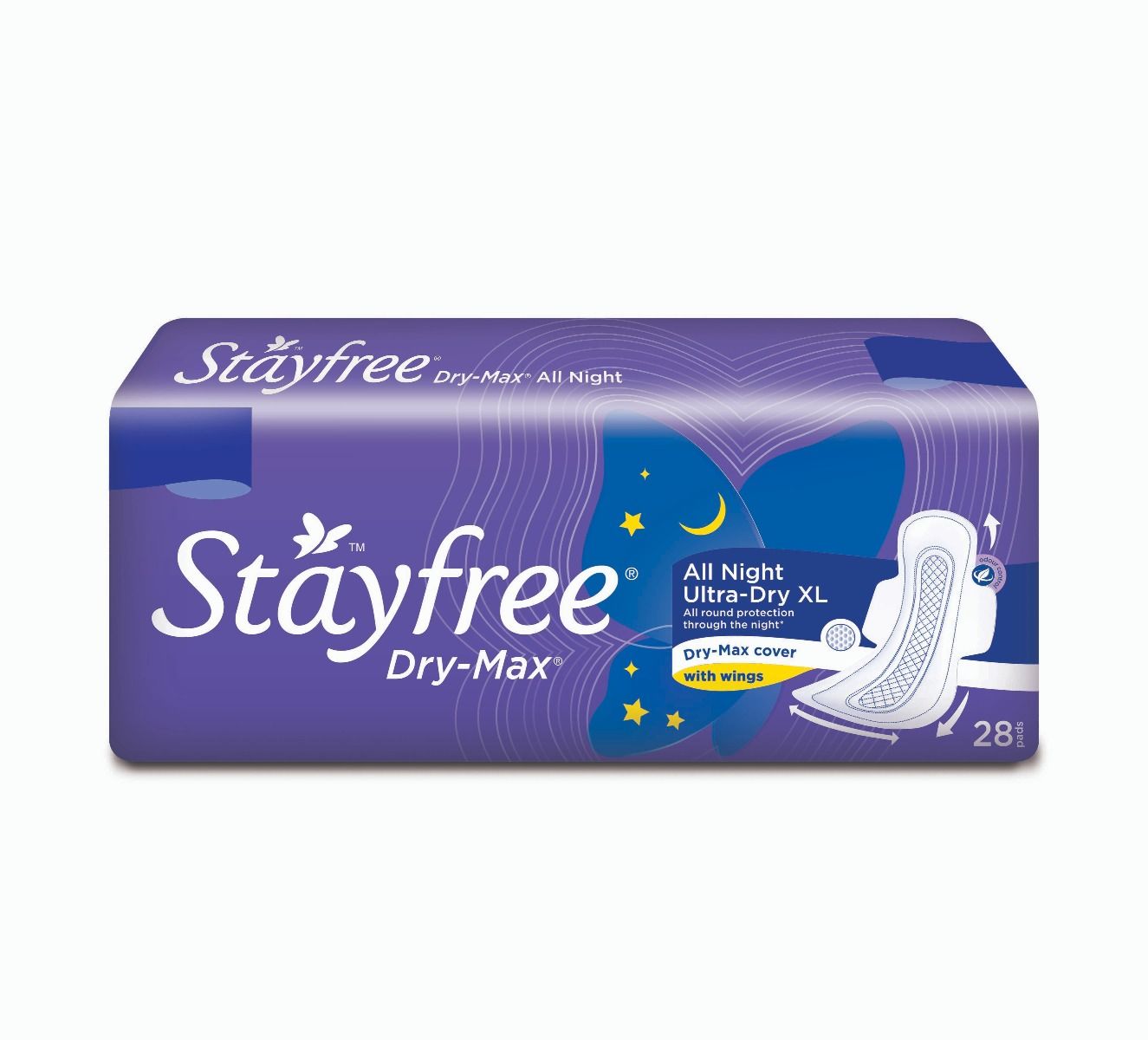 Stayfree Dry-Max All Night Ultra-Dry Pads With Wings XL, 28 Count, Pack of 1 
