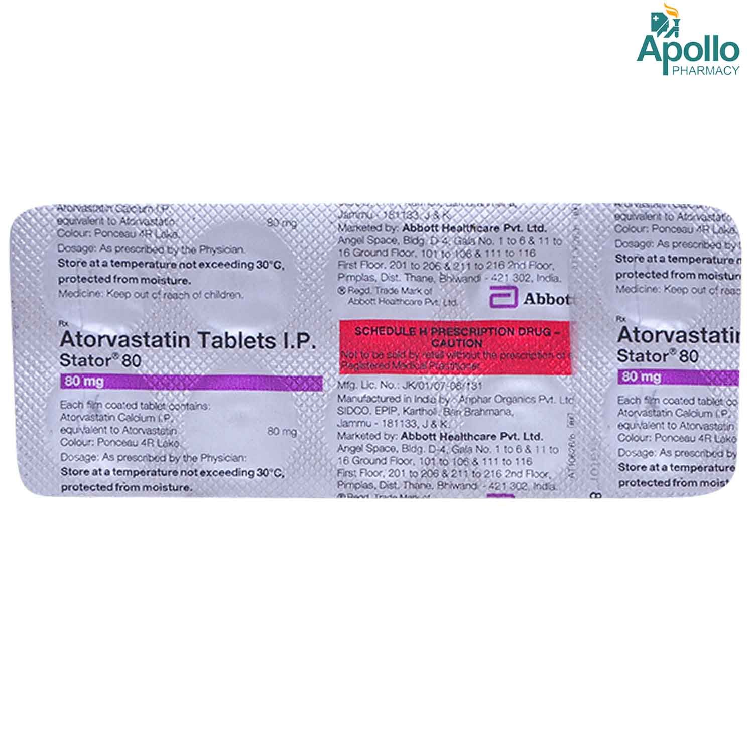 STATOR 80MG TABLET Price, Uses, Side Effects, Composition Apollo Pharmacy
