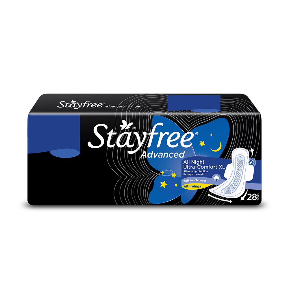 Stayfree Advanced All Night Ultra-Comfort Pads With Wings XL, 28 Count, Pack of 1 