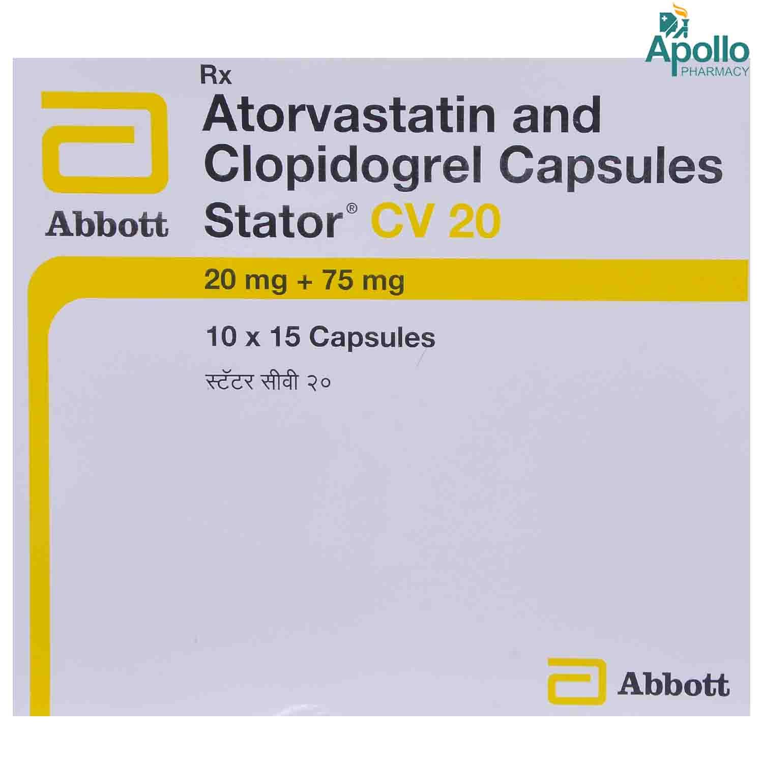 Stator CV 20 Capsule 15's Price, Uses, Side Effects, Composition