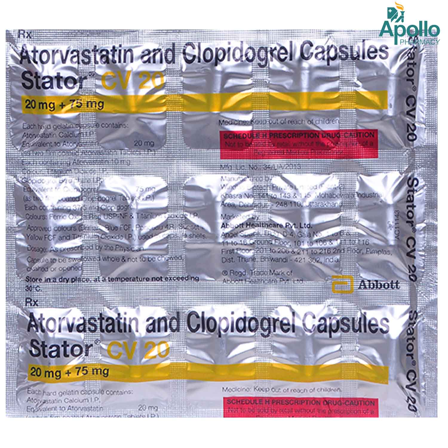 Stator CV 20 Capsule 15's Price, Uses, Side Effects, Composition