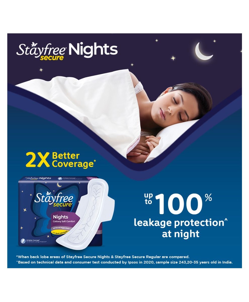 Stayfree Secure Nights Cottony Soft Comfort Sanitary Pad, 6 Count Price