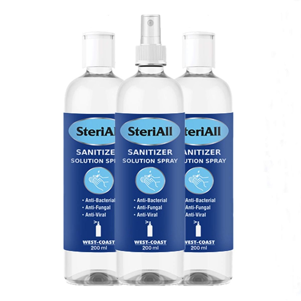 Buy SteriAll Sanitizer Solution Spray, 200 ml (Pack of 3) Online