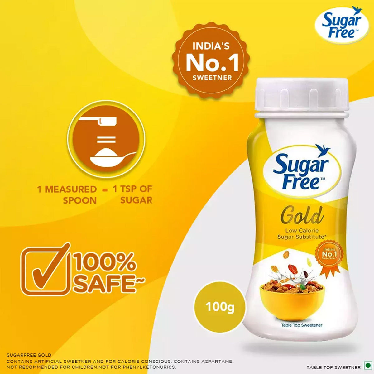 Sugar Free Gold Low Calorie Sweetener Powder, 100 gm Price, Uses, Side Effects, Composition