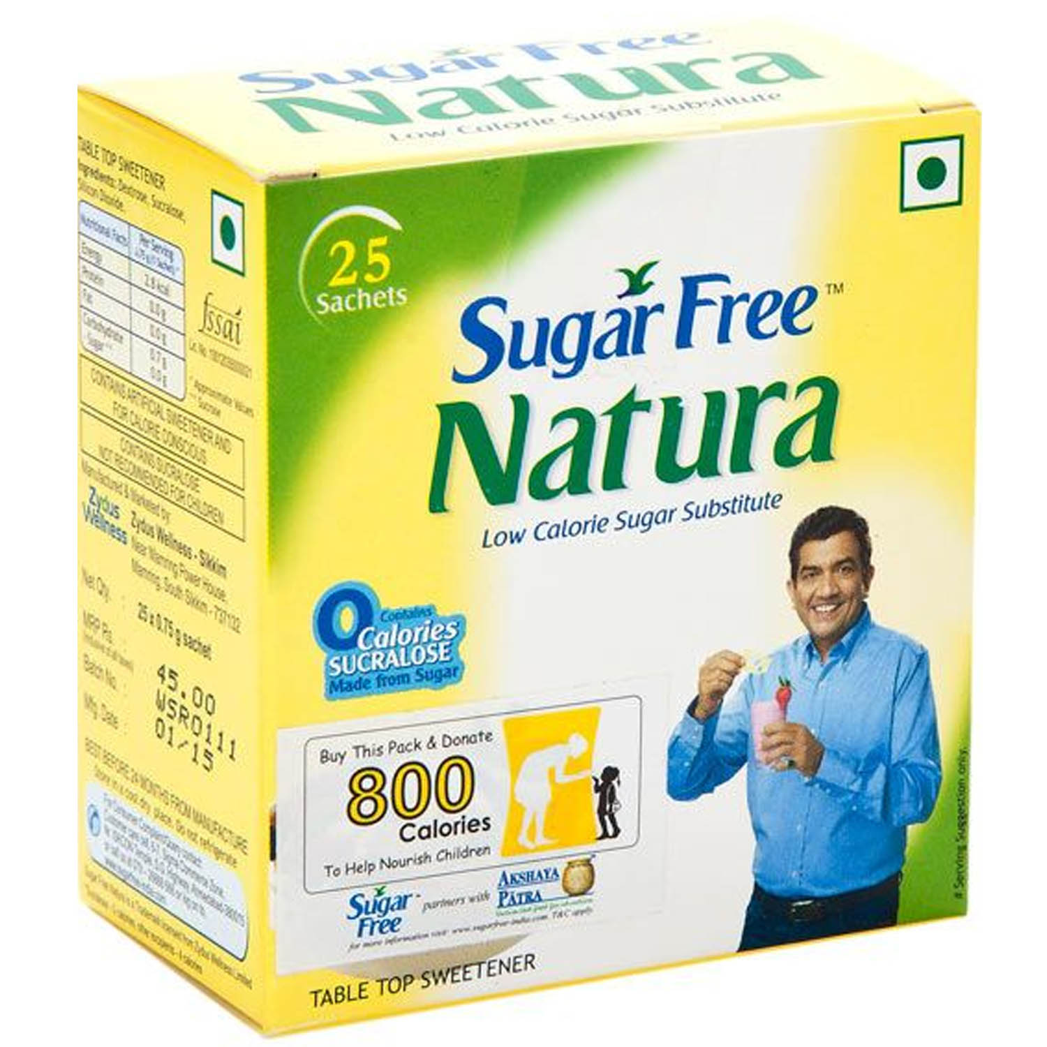 Buy Sugar Free Natura Low Calorie Sugar Substitute 25 gm (25 sachets x 1 gm) Online