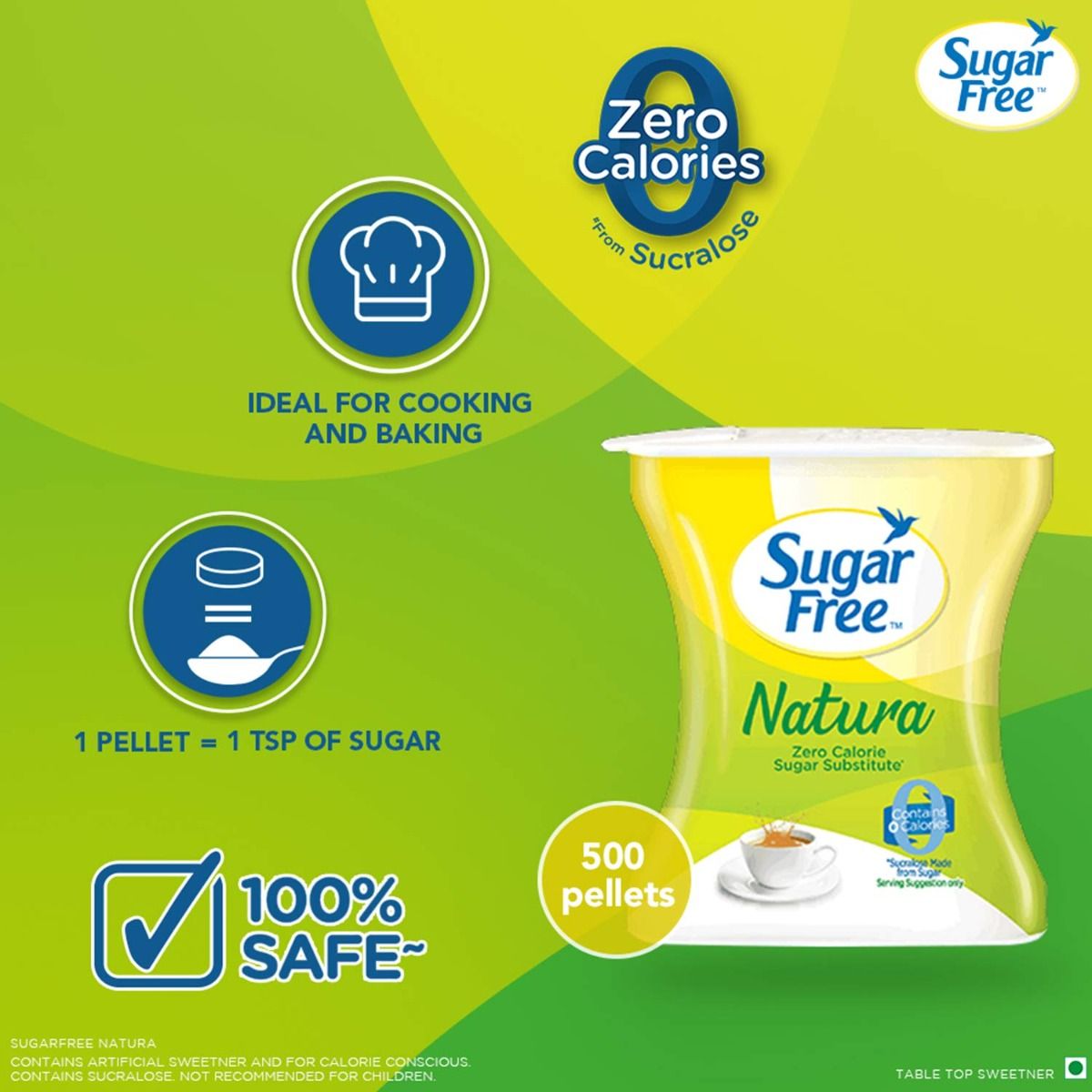 Sugar Free Natura Low Calorie Sweetener, 500 Pellets, Pack of 1 