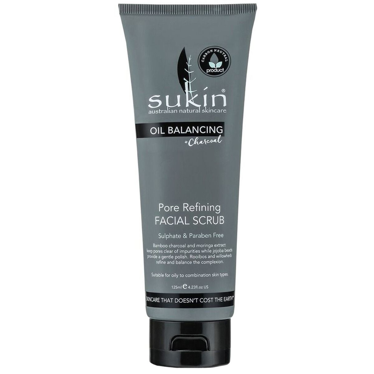 Buy Sukin Oil Balancing + Charcoal Pore Refining Facial Scrub, 125 ml Online