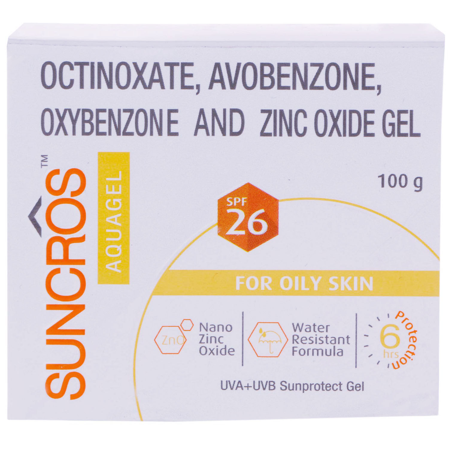 Suncros Aquagel For Oily Skin SPF 26, 100 gm, Pack of 1 
