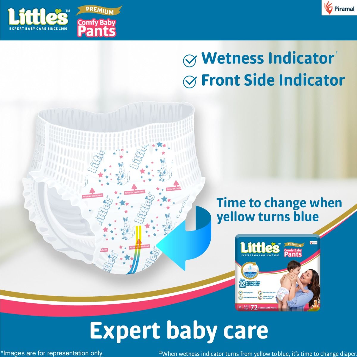 Little's Premium Comfy Baby Diaper Pants Medium, 72 Count Price, Uses