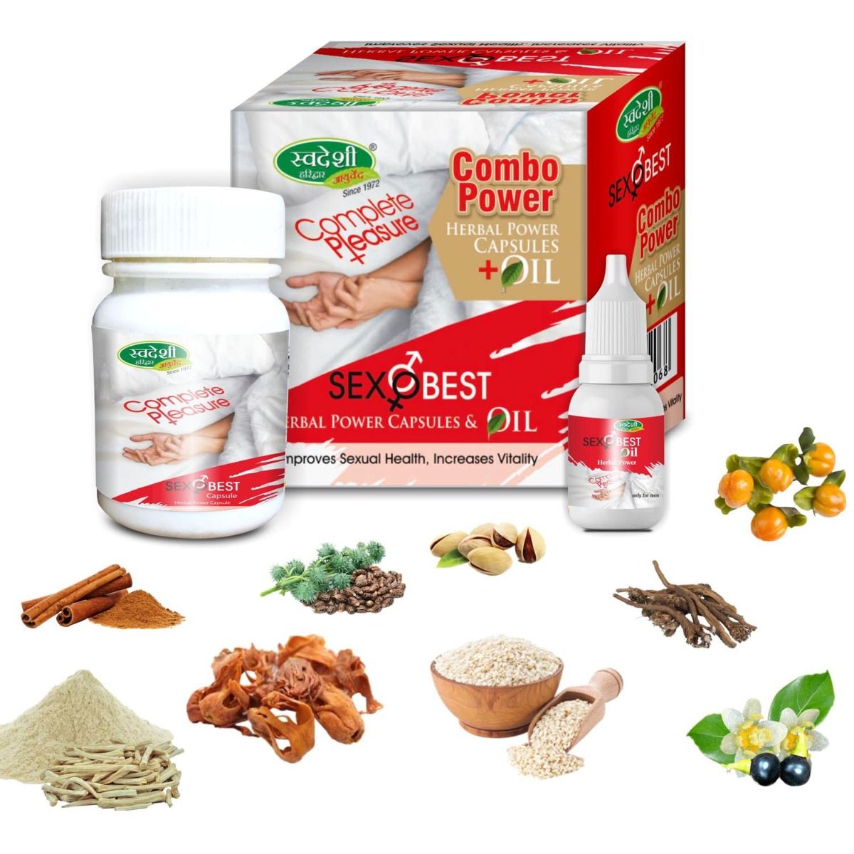 Buy Swadeshi Sexobest Combo Power Kit (Herbal Power Capsules + Oil), 1 Kit Online