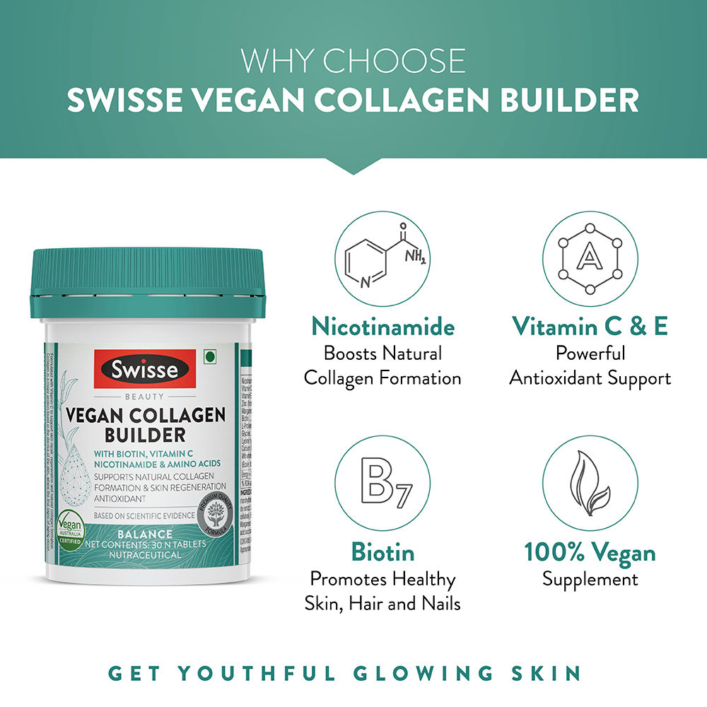 Swisse Beauty Vegan Collagen Builder, 30 Tablets Price, Uses, Side