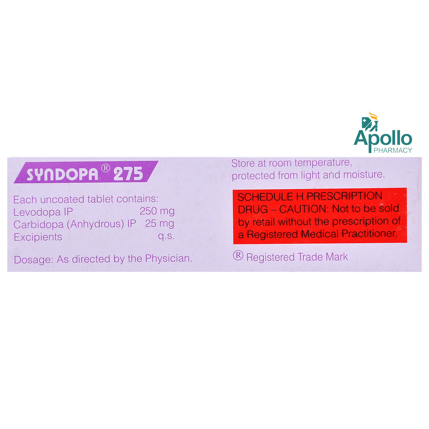 SYNDOPA 275MG TABLET, Pack of 10 TABLETS