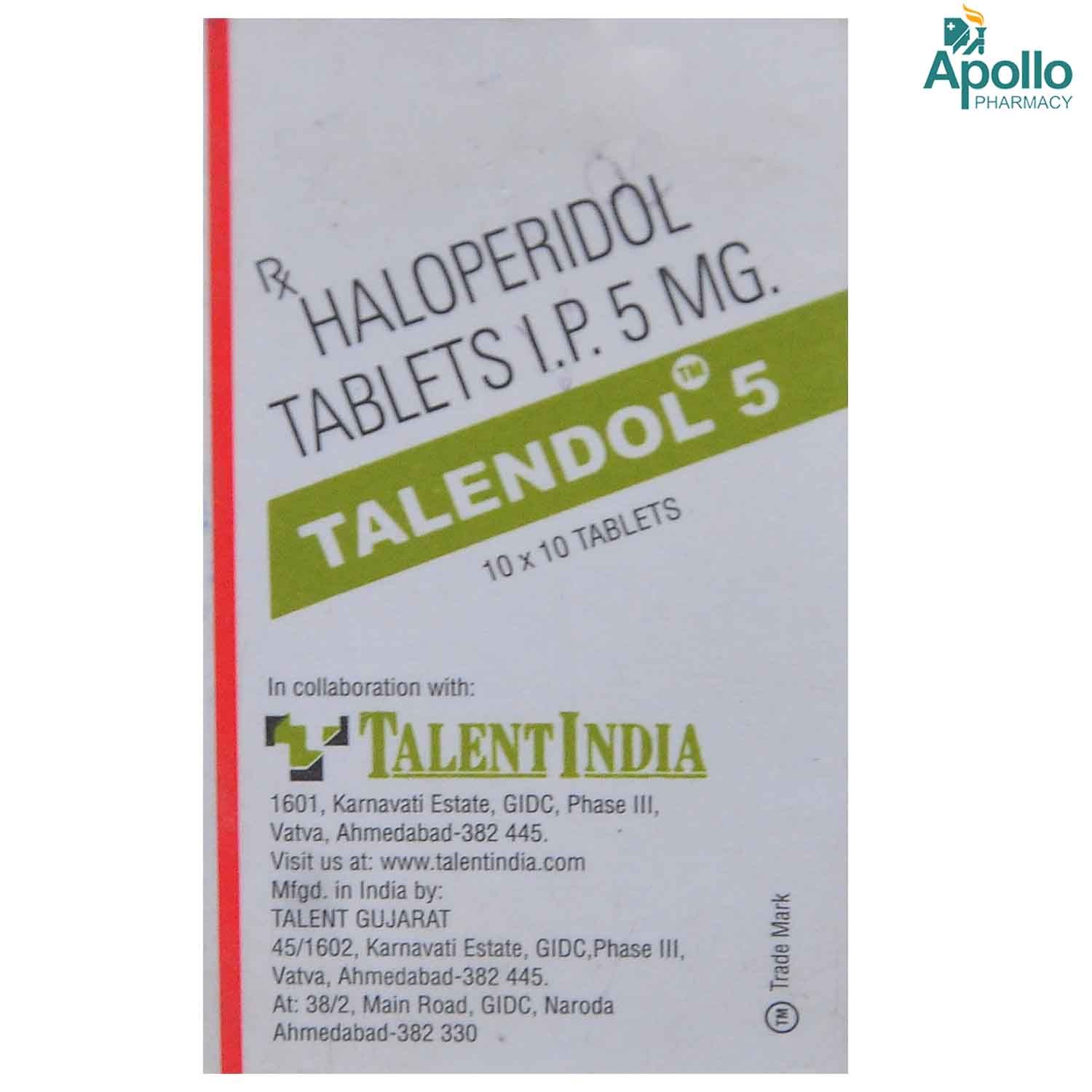 TALENDOL 5MG TABLET, Pack of 10 TABLETS