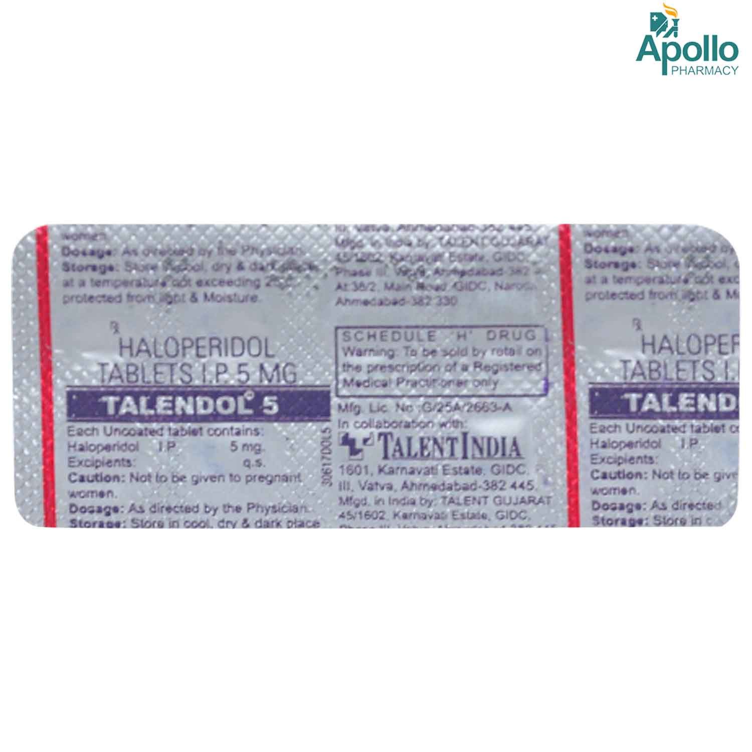 TALENDOL 5MG TABLET, Pack of 10 TABLETS