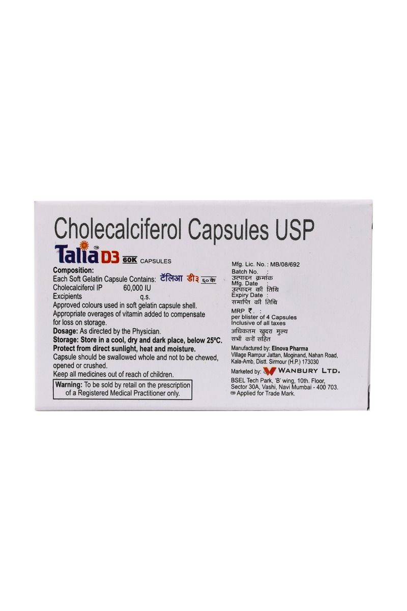 Talia D3 60k Capsule 4 S Price Uses Side Effects Composition Apollo Pharmacy