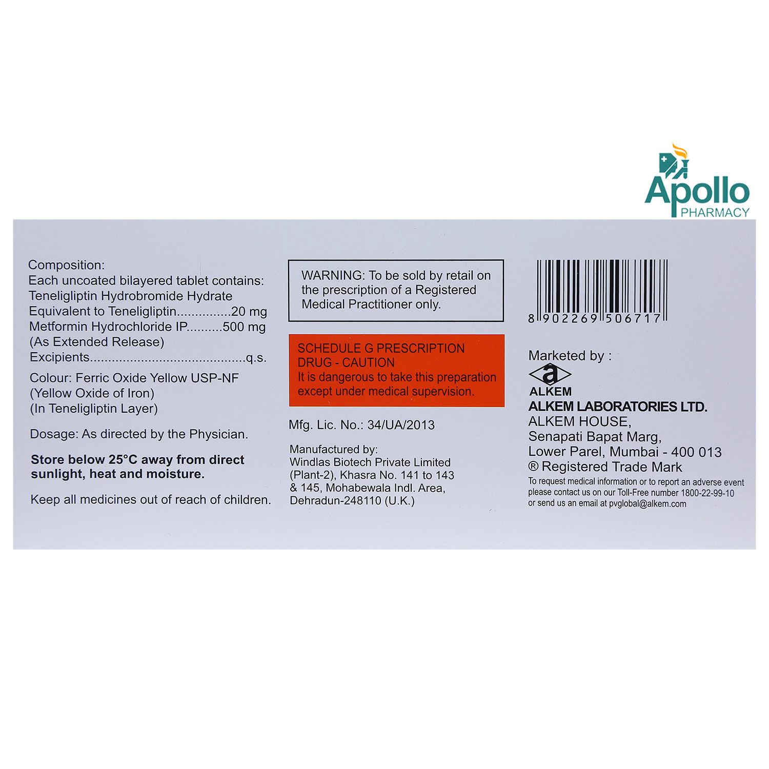 Tegliptin M 500 Mg Tablet 15 S Price Uses Side Effects Composition Apollo Pharmacy