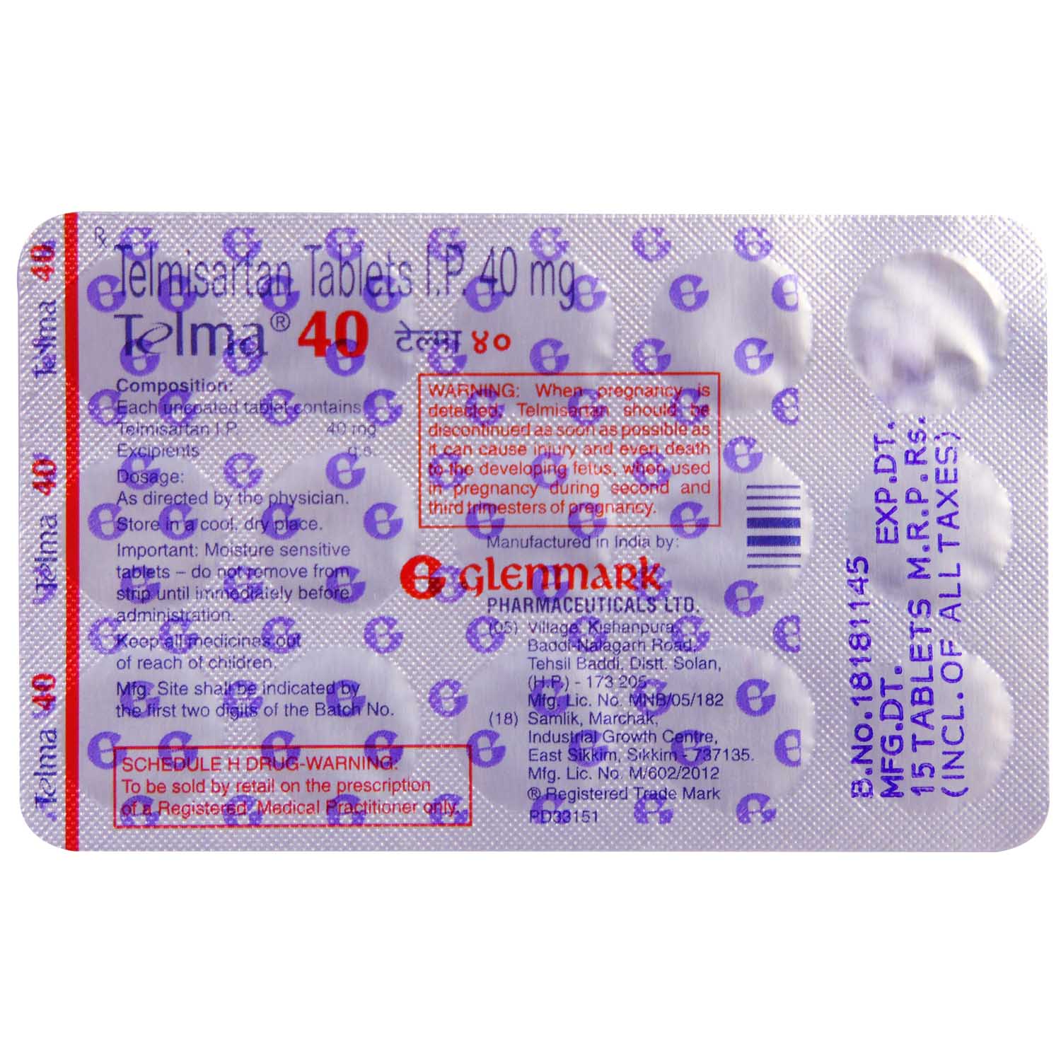 Telma 40mg Tablet 15's Price, Uses, Side Effects, Composition - Apollo ...