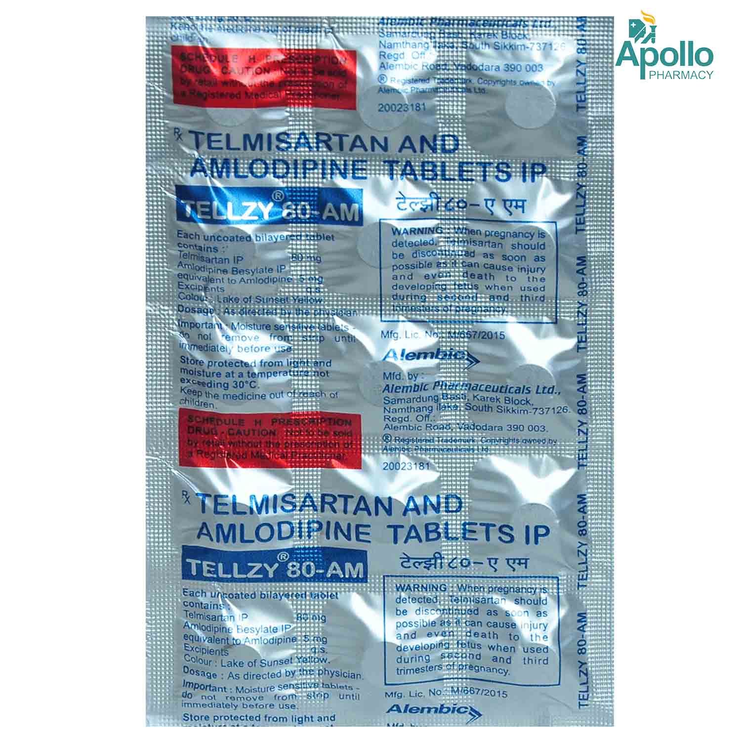 TELLZY AM 80MG TABLET, Pack of 10 TABLETS