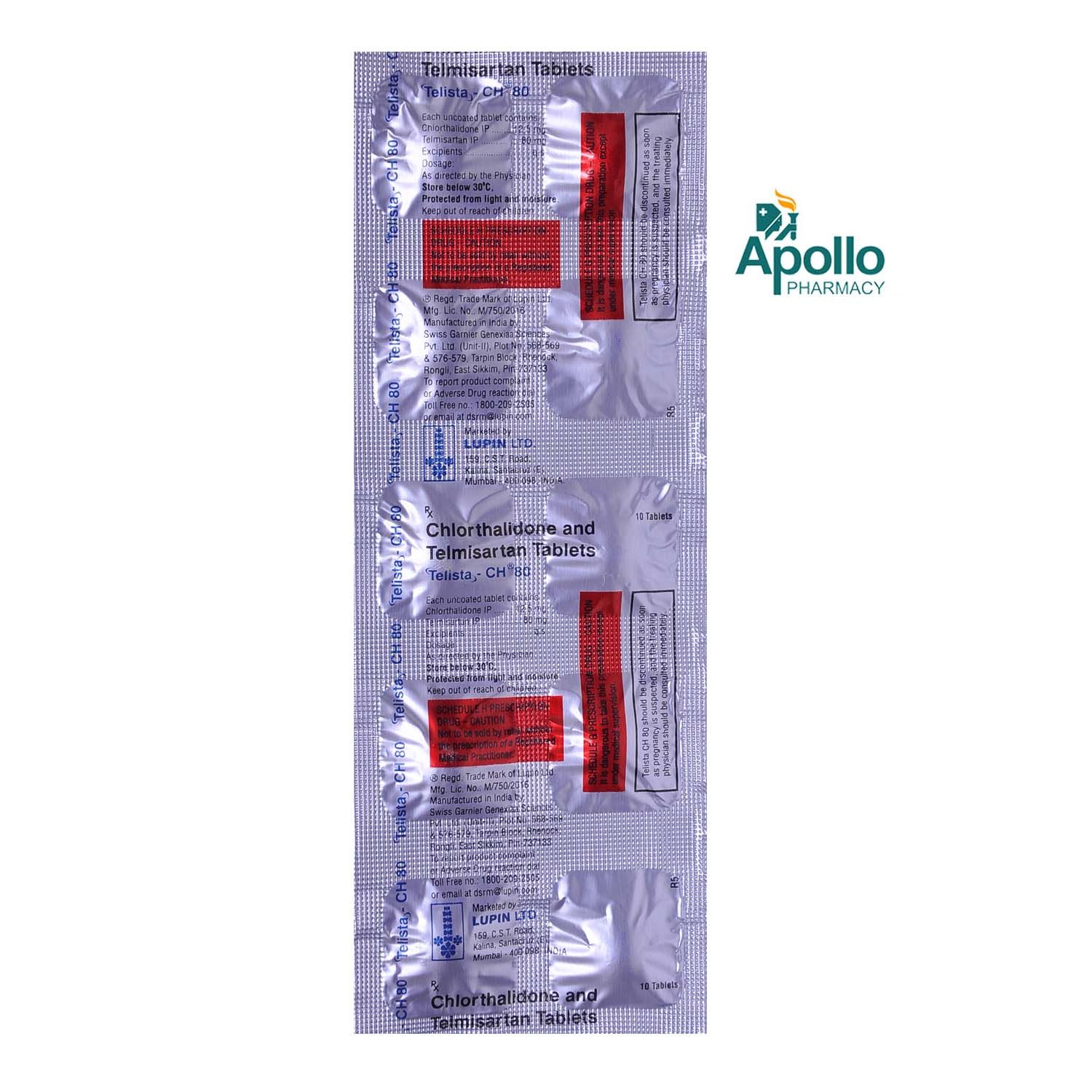 Telista CH 80 Tablet 10's Price, Uses, Side Effects, Composition ...