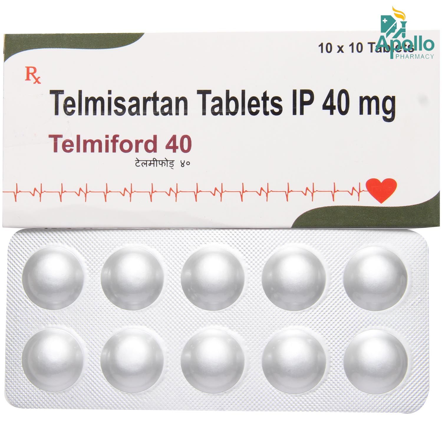 Telmiford 40 Tablet 10's, Pack of 10 TABLETS