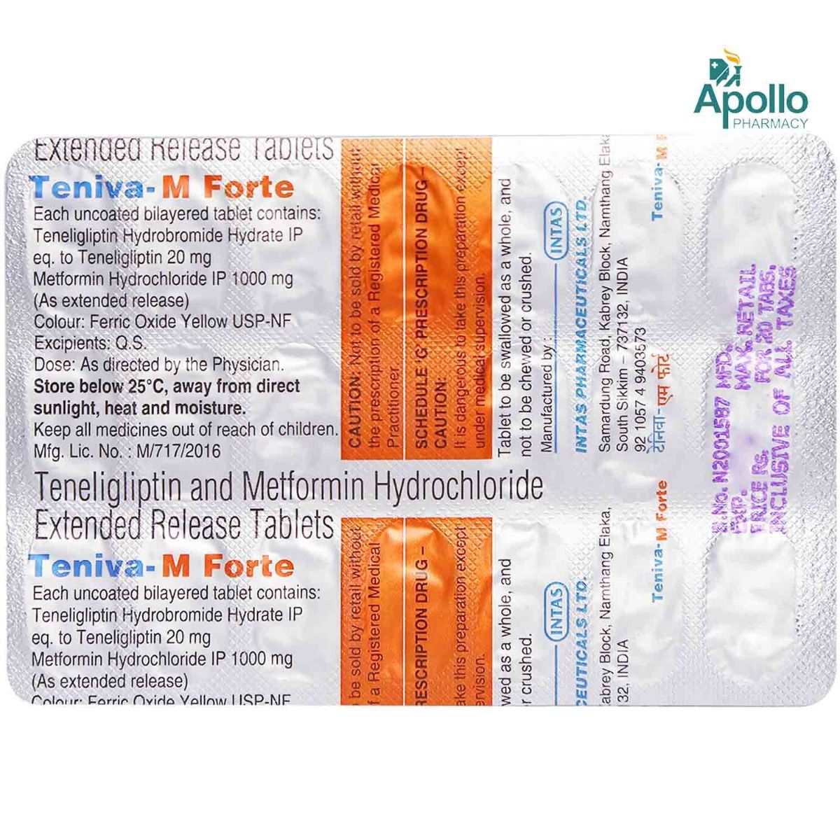 Teniva M Forte Tablet S Price Uses Side Effects Composition Apollo Pharmacy