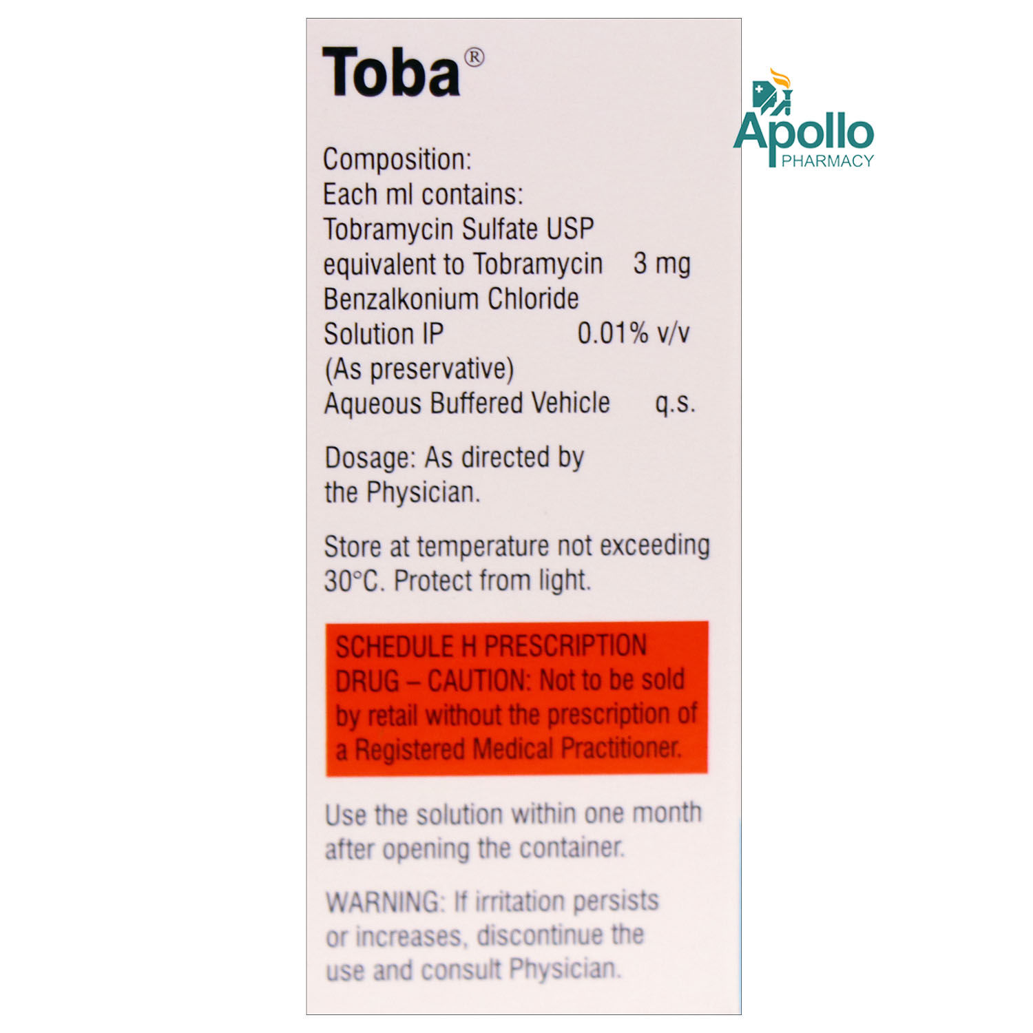 Toba Eye Drops 5 ml Price, Uses, Side Effects, Composition Apollo
