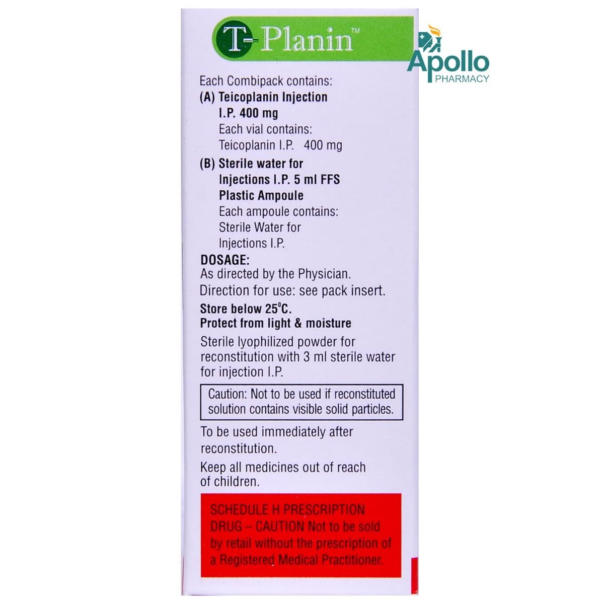 TPLANIN 400MG INJECTION Price, Uses, Side Effects, Composition - Apollo ...
