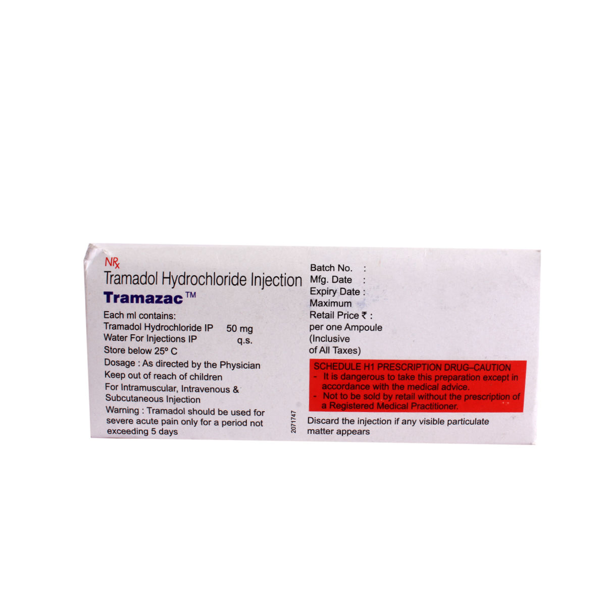 TRAMAZAC 50MG INJECTION 1ML Price, Uses, Side Effects, Composition ...