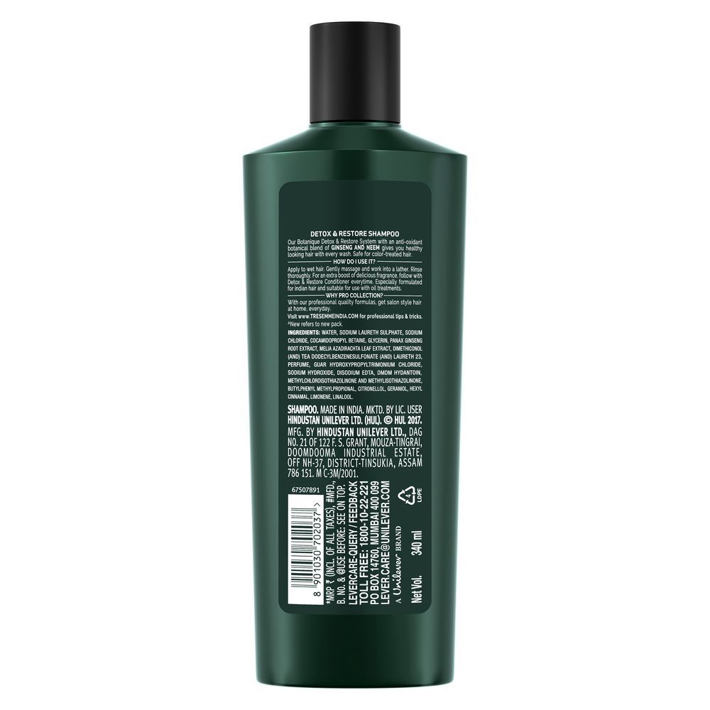 Tresemme Detox & Restore Shampoo, 340 ml, Pack of 1 
