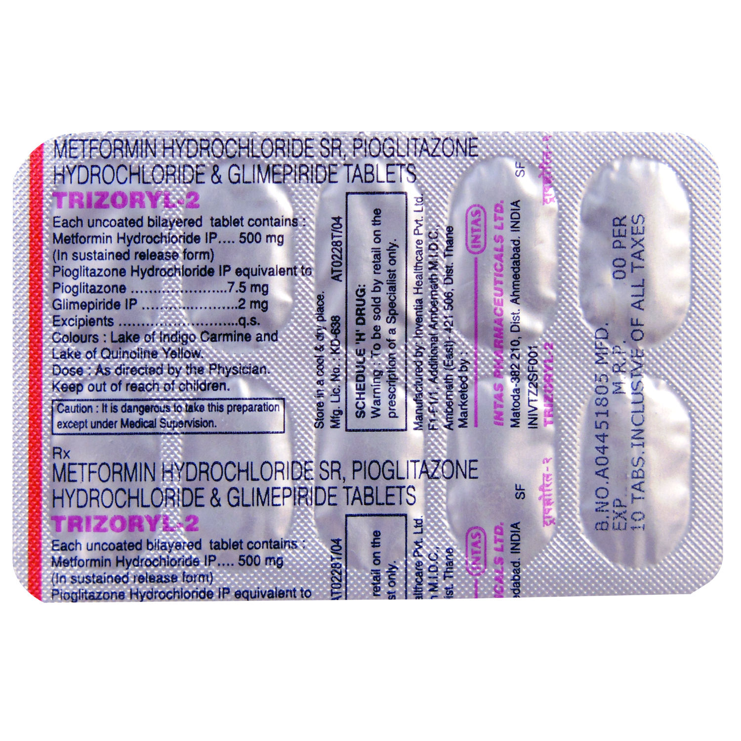 TRIZORYL 2MG TABLET, Pack of 10 TABLETS