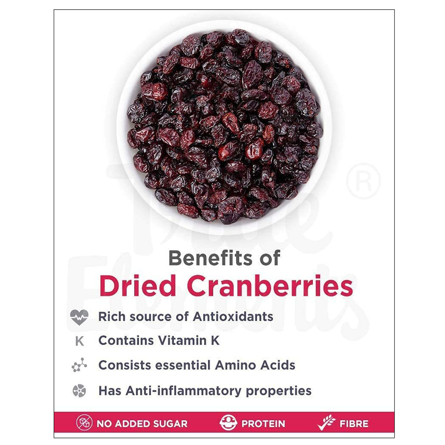 True Elements Dried Whole Cranberries, 125 gm, Pack of 1 