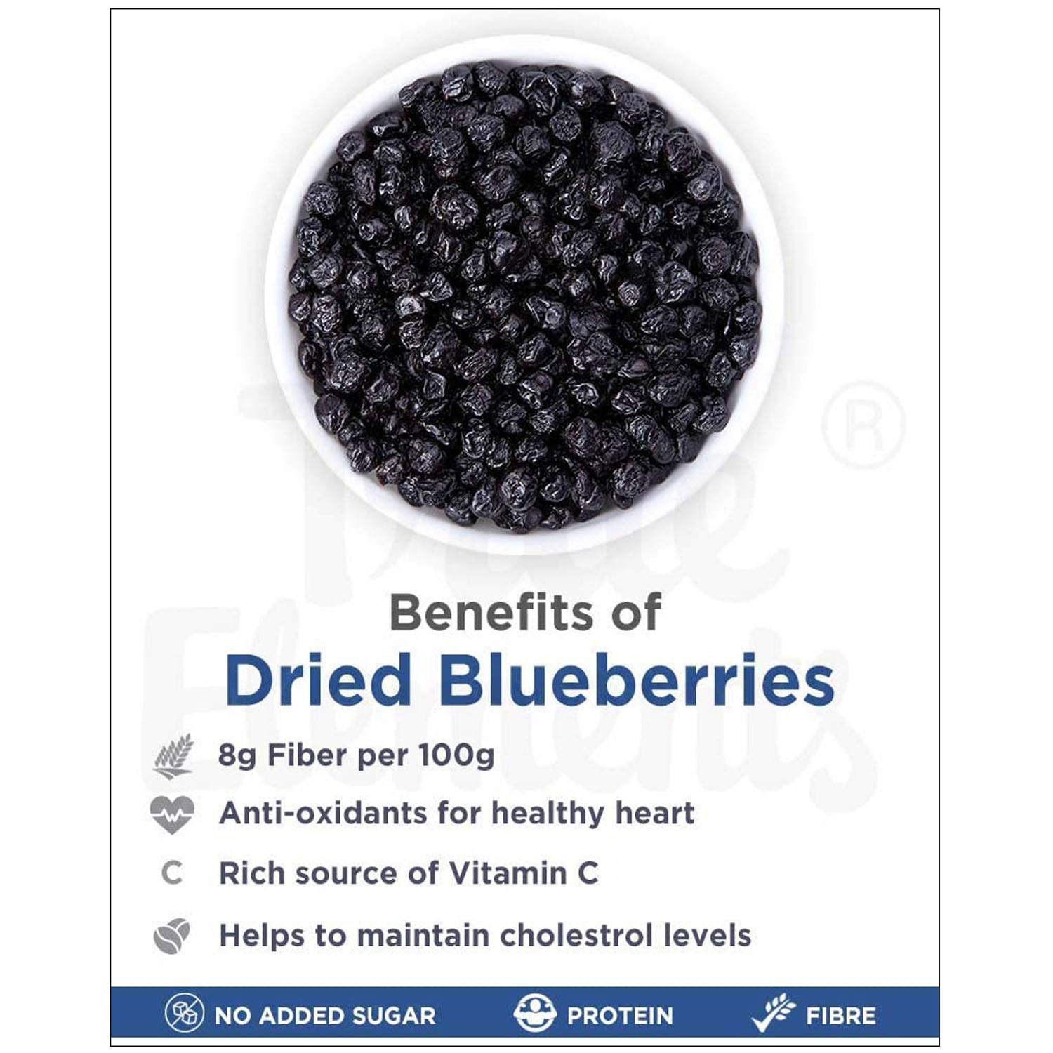 True Elements Dried Blueberries, 125 gm, Pack of 1 