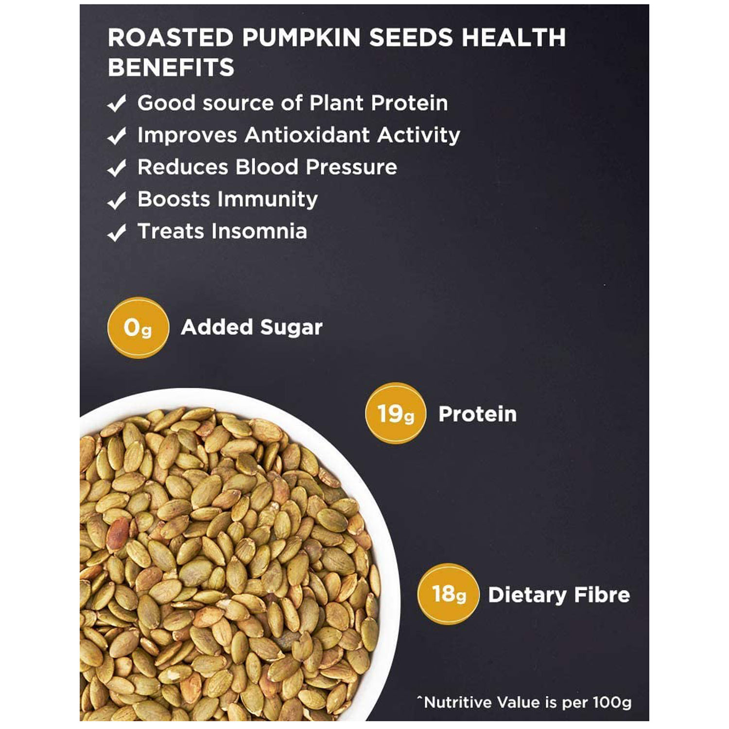 True Elements Roasted Pumpkin Seeds, 125 gm, Pack of 1 